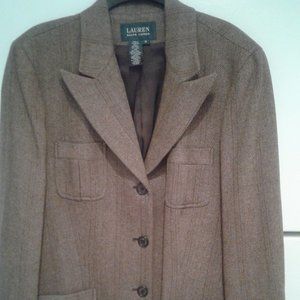 Fall is in 4 plus sz 14-16 beauties - 100% wool Ralph Lauren Brown tweed blazer.